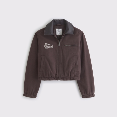 Женские куртки Abercrombie & Fitch Cropped Twill Trucker Jacket