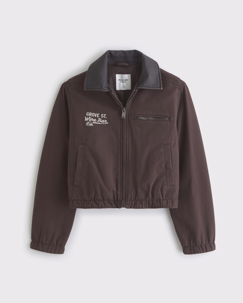 Women's Cropped Twill Trucker Jacket | Women's Clearance