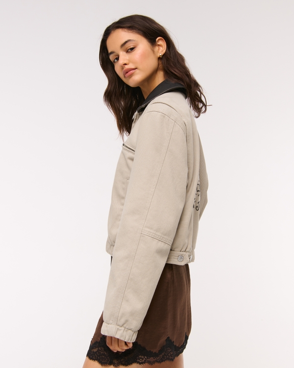 Cropped Twill Trucker Jacket