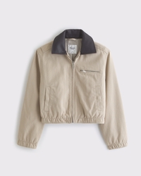 Cropped Twill Trucker Jacket