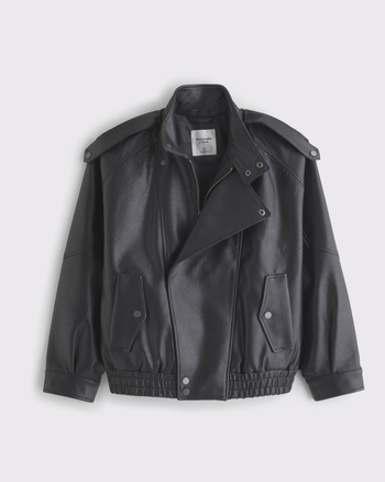 Women's Relaxed Mockneck Vegan Leather Bomber Jacket | Women's Coats & Jackets | Abercrombie.com