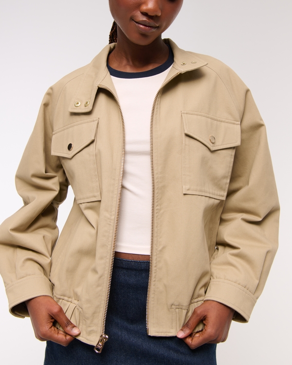 Relaxed Twill Bomber Jacket
