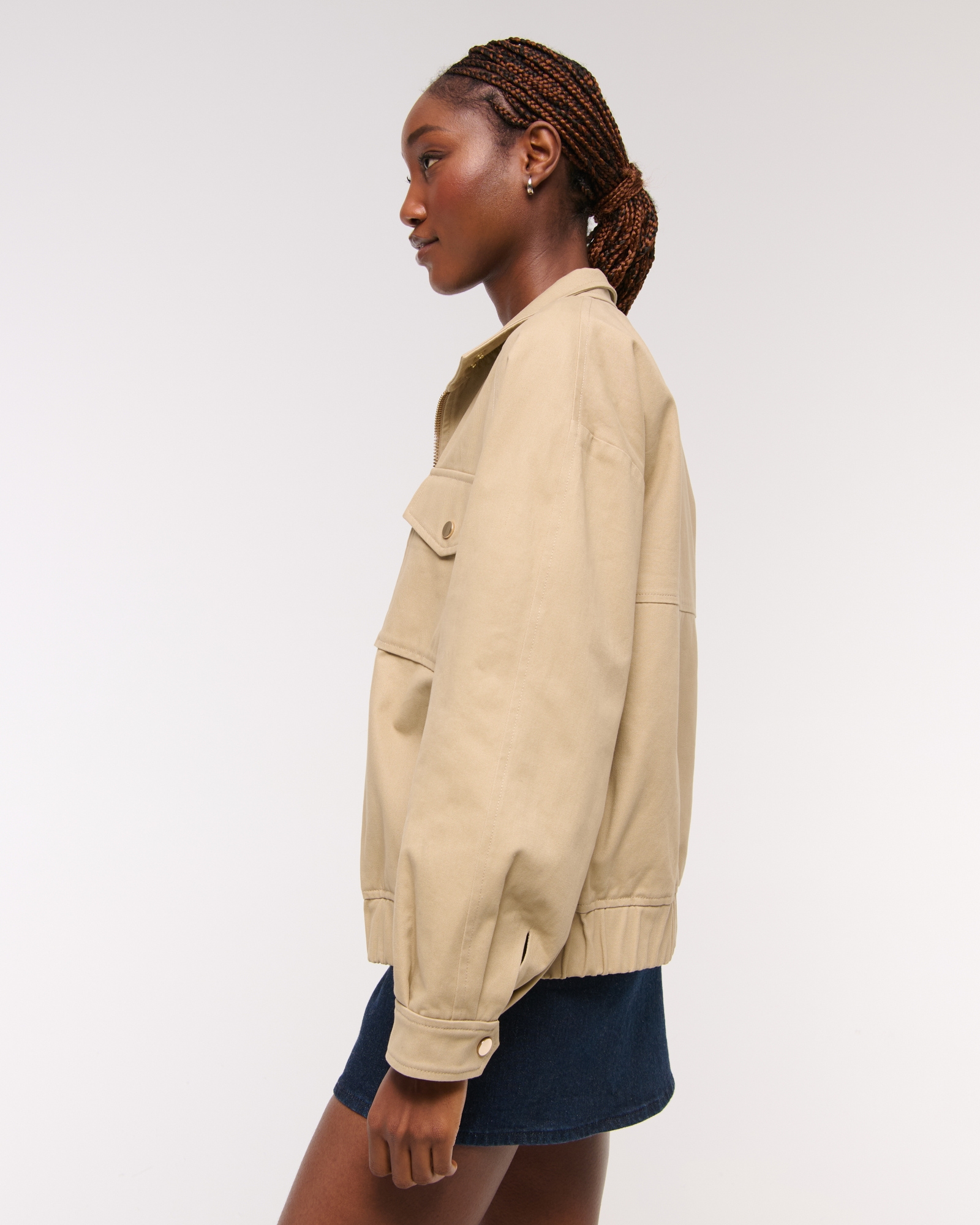 Relaxed Twill Bomber Jacket