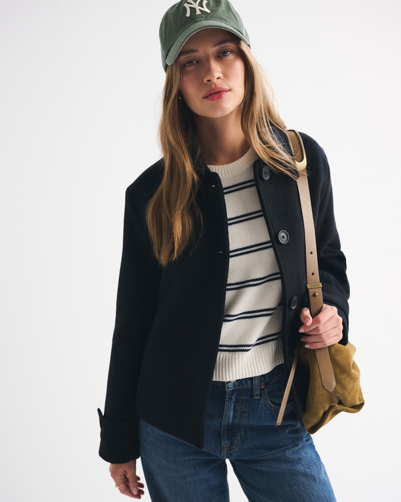 Short Wool-Blend Coat