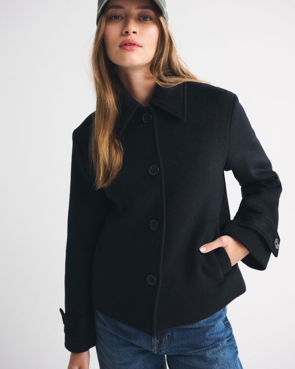 Short Wool-Blend Coat