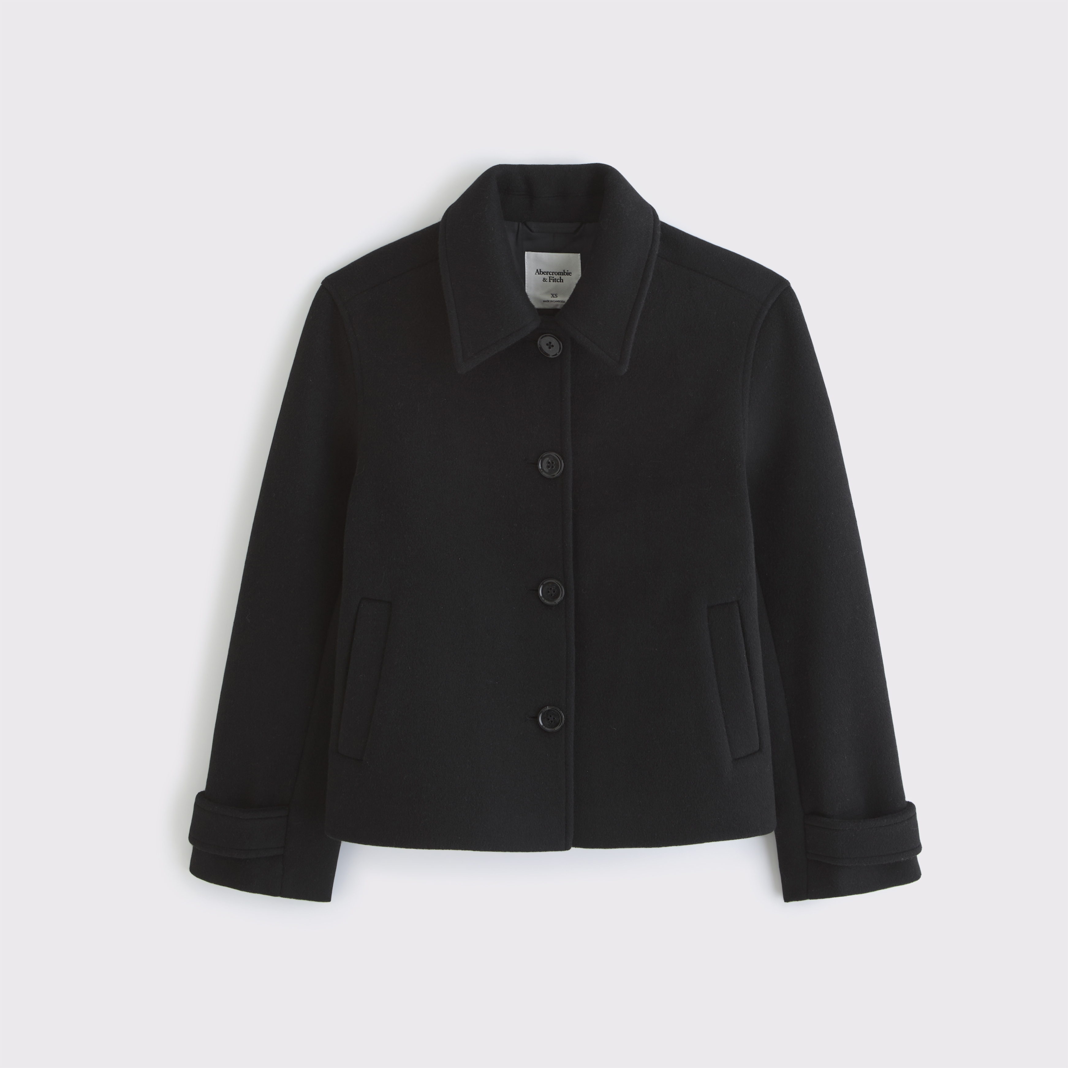 Abercrombie & Fitch コート 黒 Women's Short Wool-Blend Coat | Women's Coats & Jackets