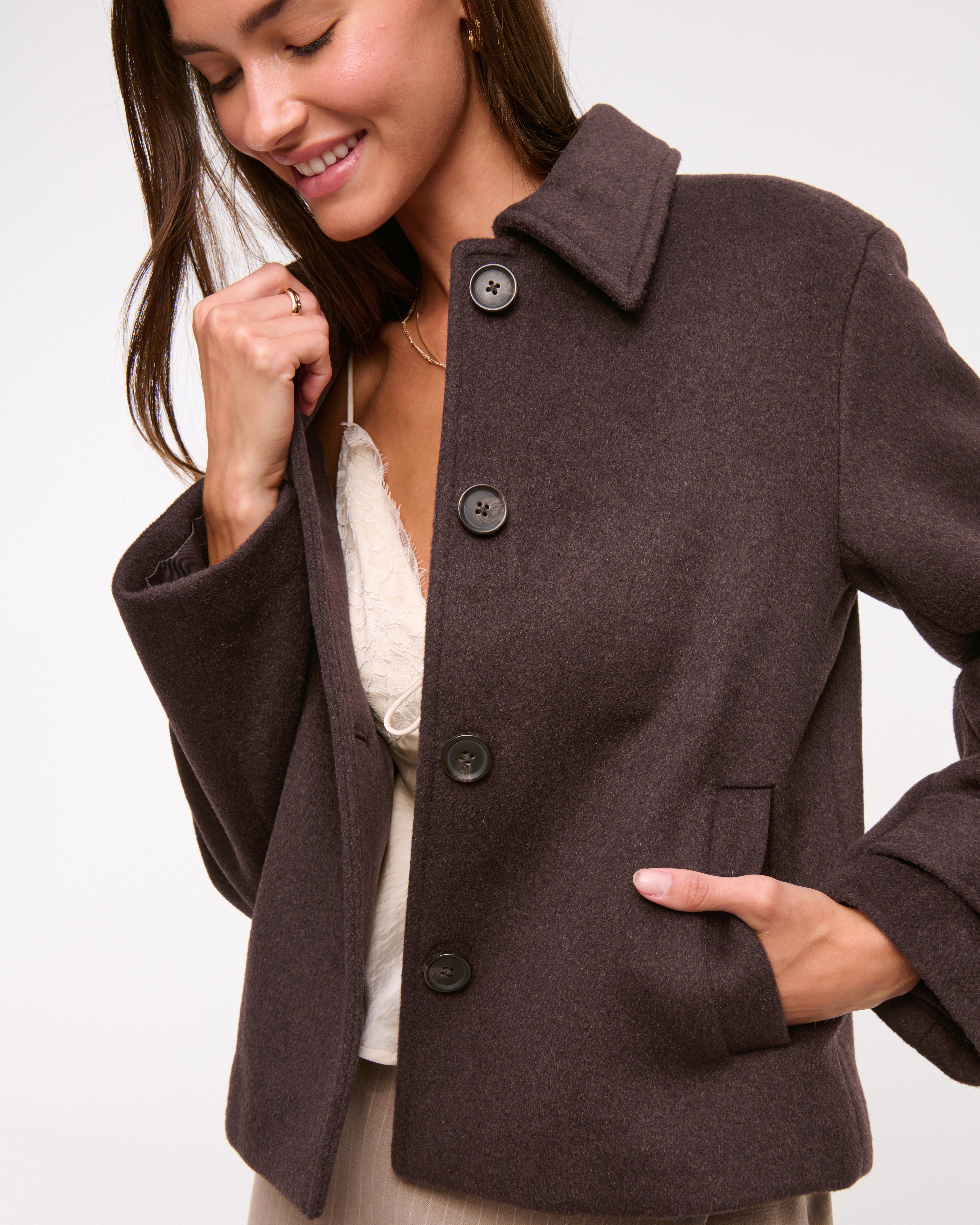 Brook wool short jacket サイズ1 Women's Short Wool-Blend Coat | Women's Coats & Jackets