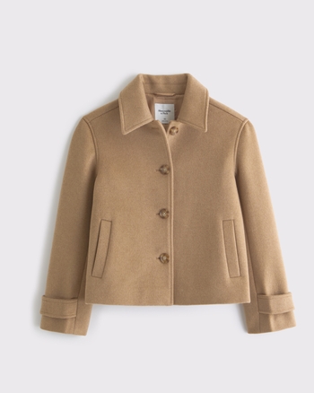 Femme Manteau court en mélange de laine | Femme Vestes et manteaux | Abercrombie.com