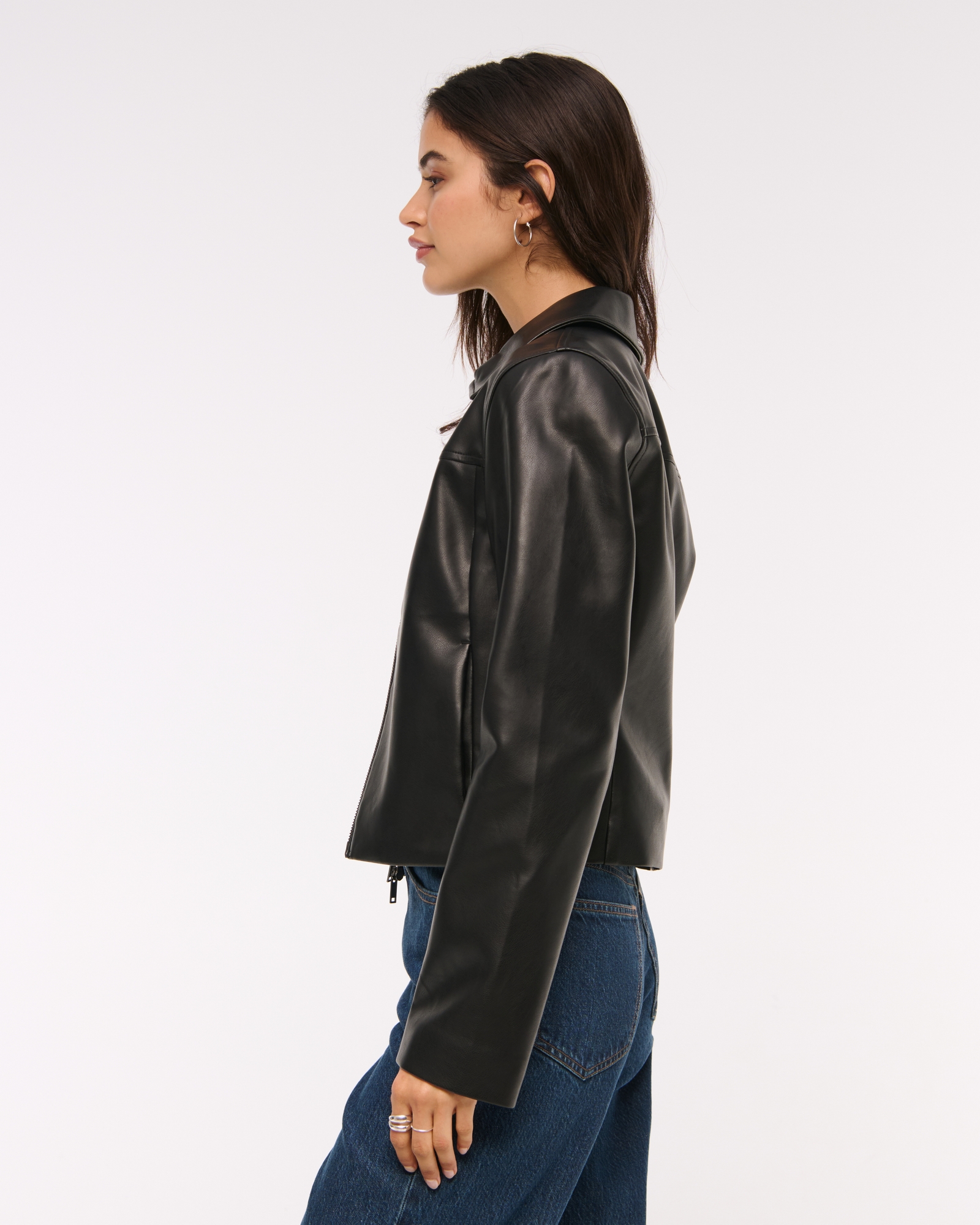 Slim Zip Vegan Leather Jacket