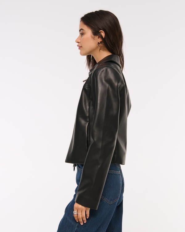 Slim Zip Vegan Leather Jacket
