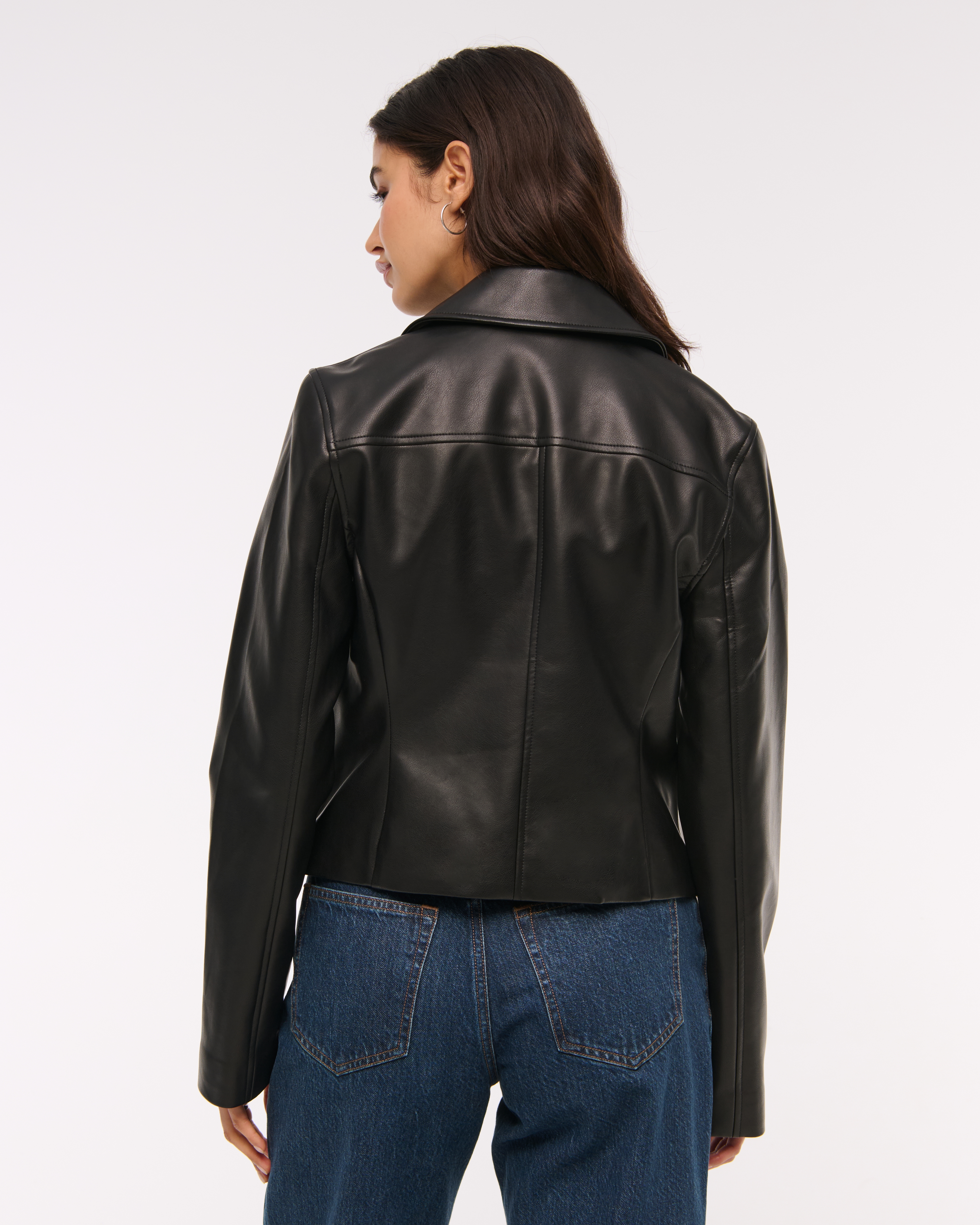 Women's Slim Zip Vegan Leather Jacket | Women's Coats