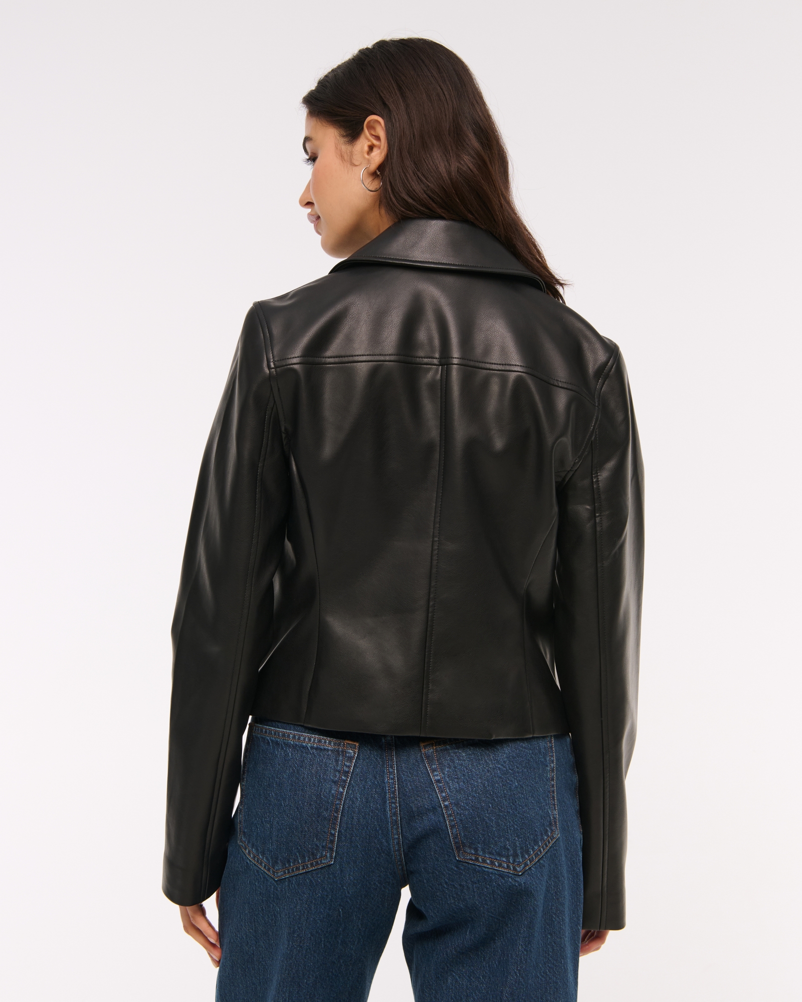 Slim Zip Vegan Leather Jacket