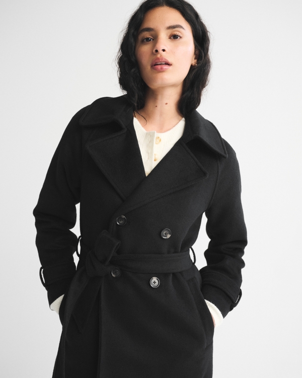 Women's A&F Carrie Wool-Blend Trench Coat | Women's Clearance