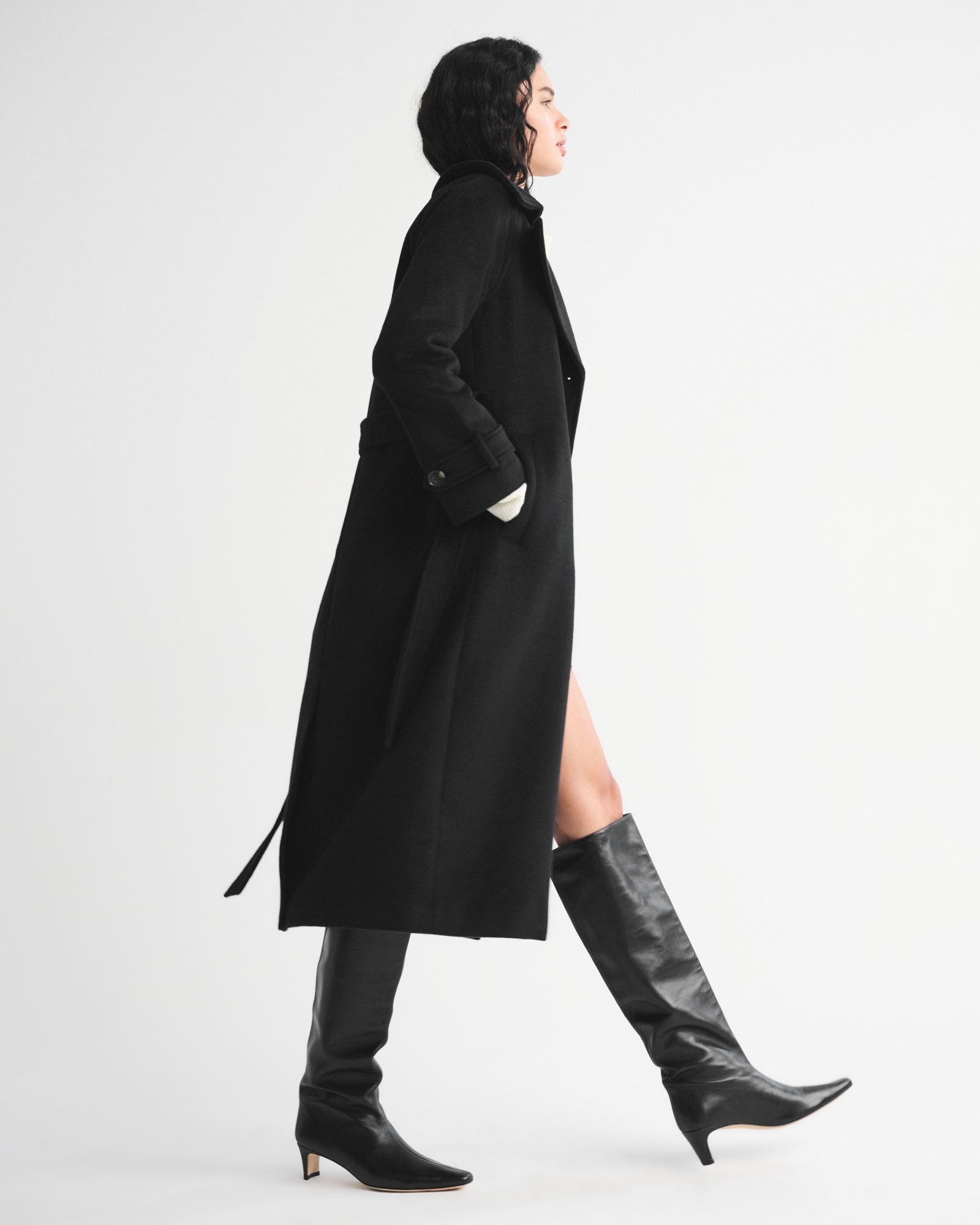 A&F Carrie Wool-Blend Trench Coat