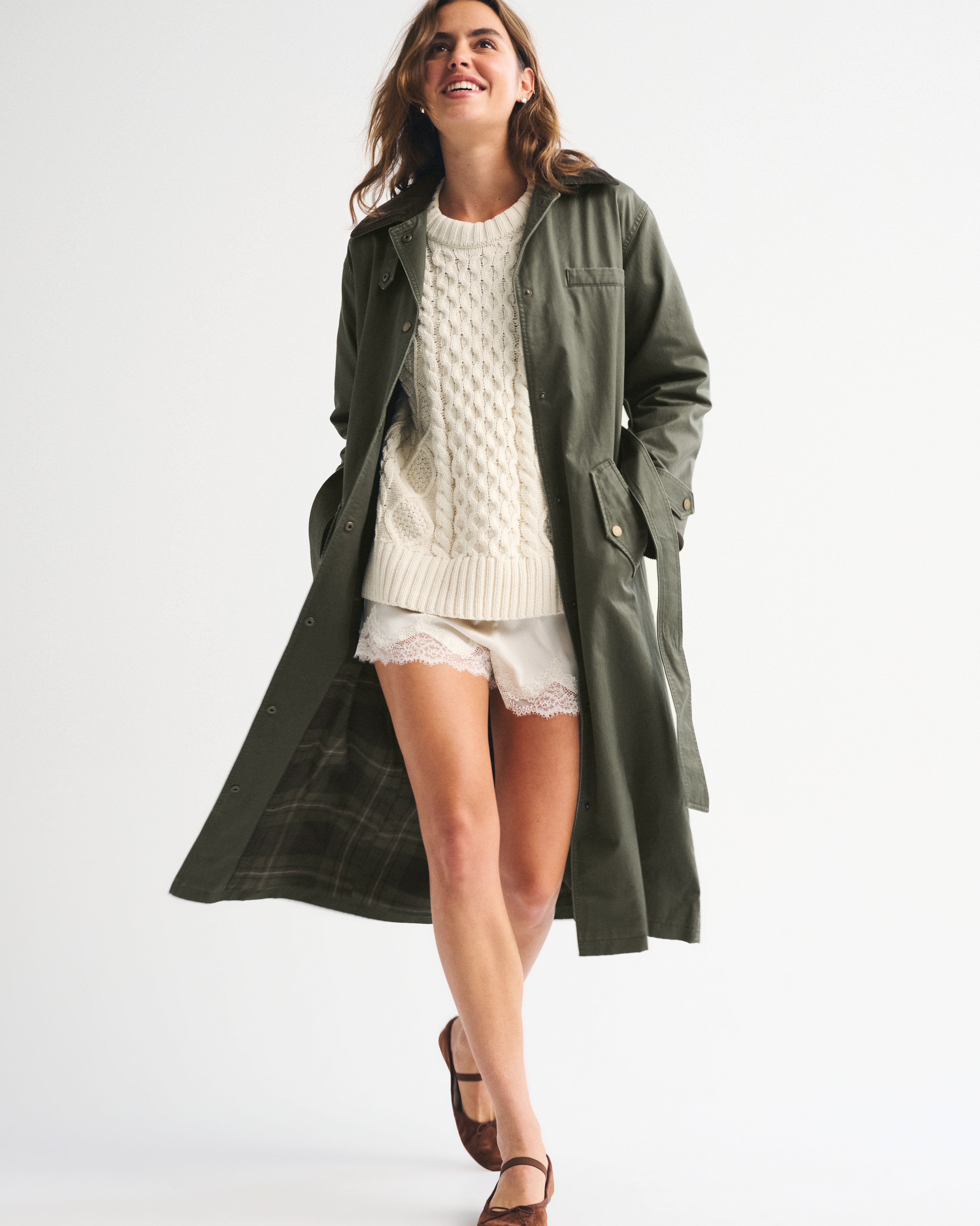 Abercrombie & Fitch Waxed Mac Coat In Green