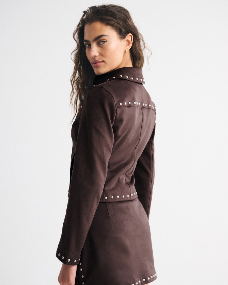 Slim Zip Vegan Suede Jacket