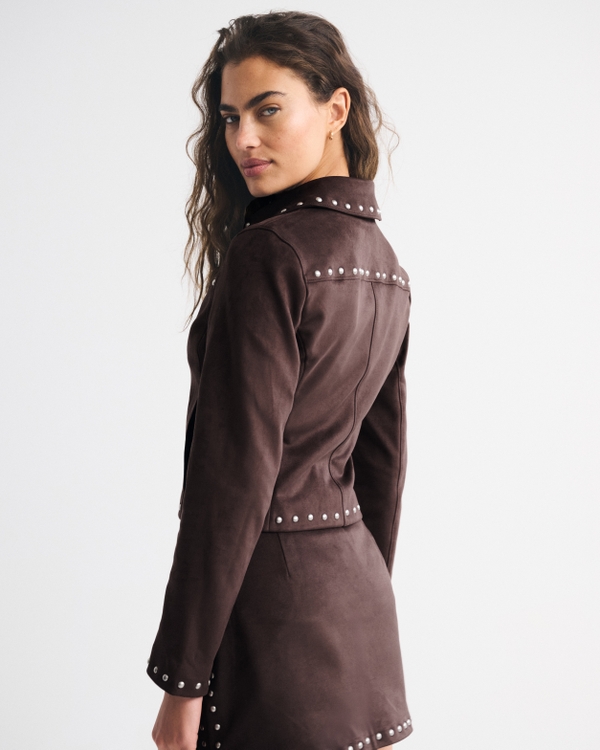 Slim Zip Vegan Suede Jacket