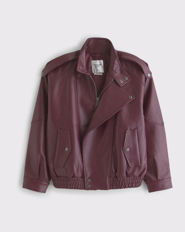 Women's Relaxed Mockneck Vegan Leather Bomber Jacket | Women's