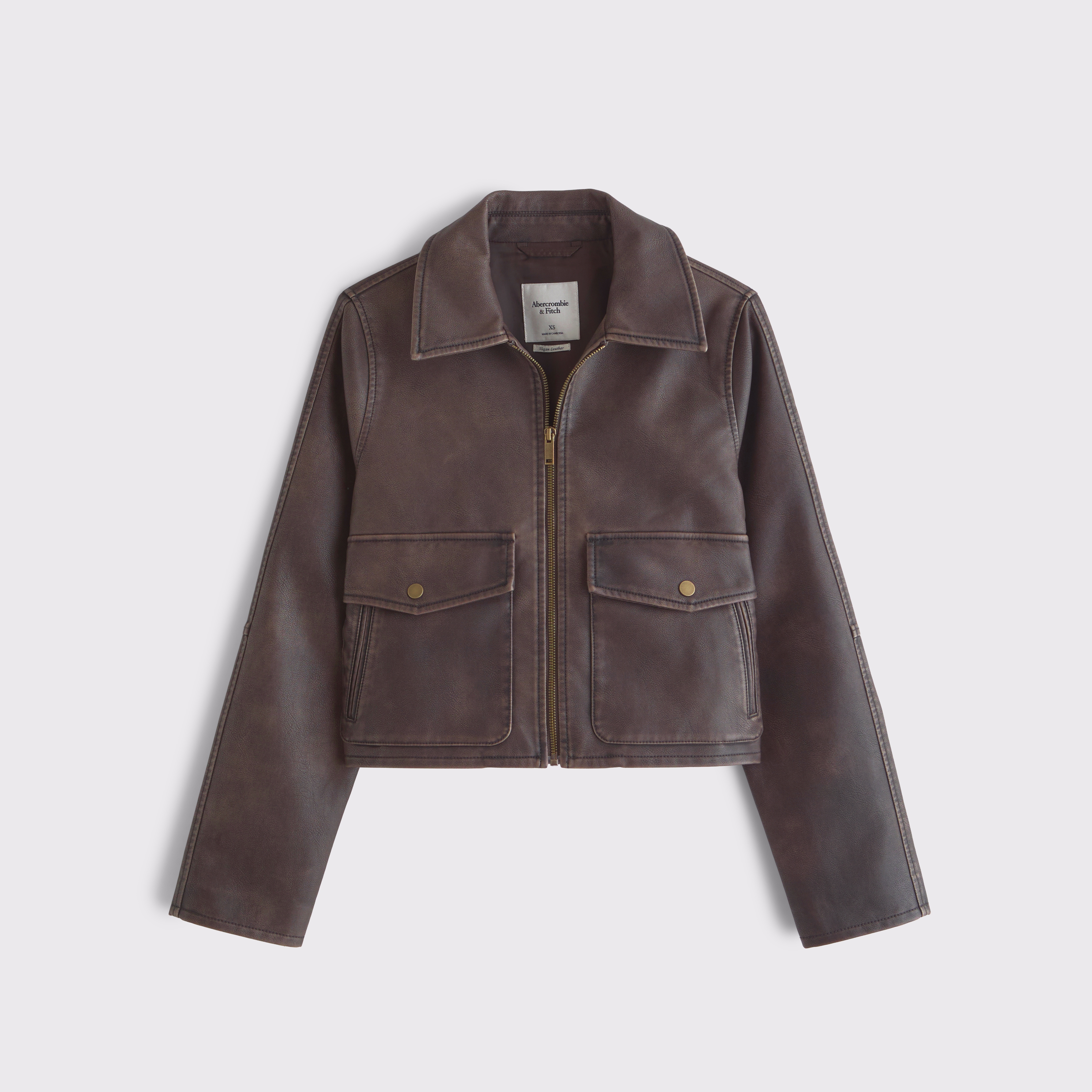 Women's Short Vegan Leather Utility Jacket | Women's Coats