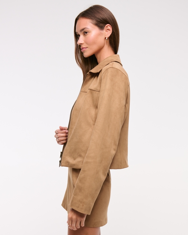 Slim Zip Vegan Suede Jacket