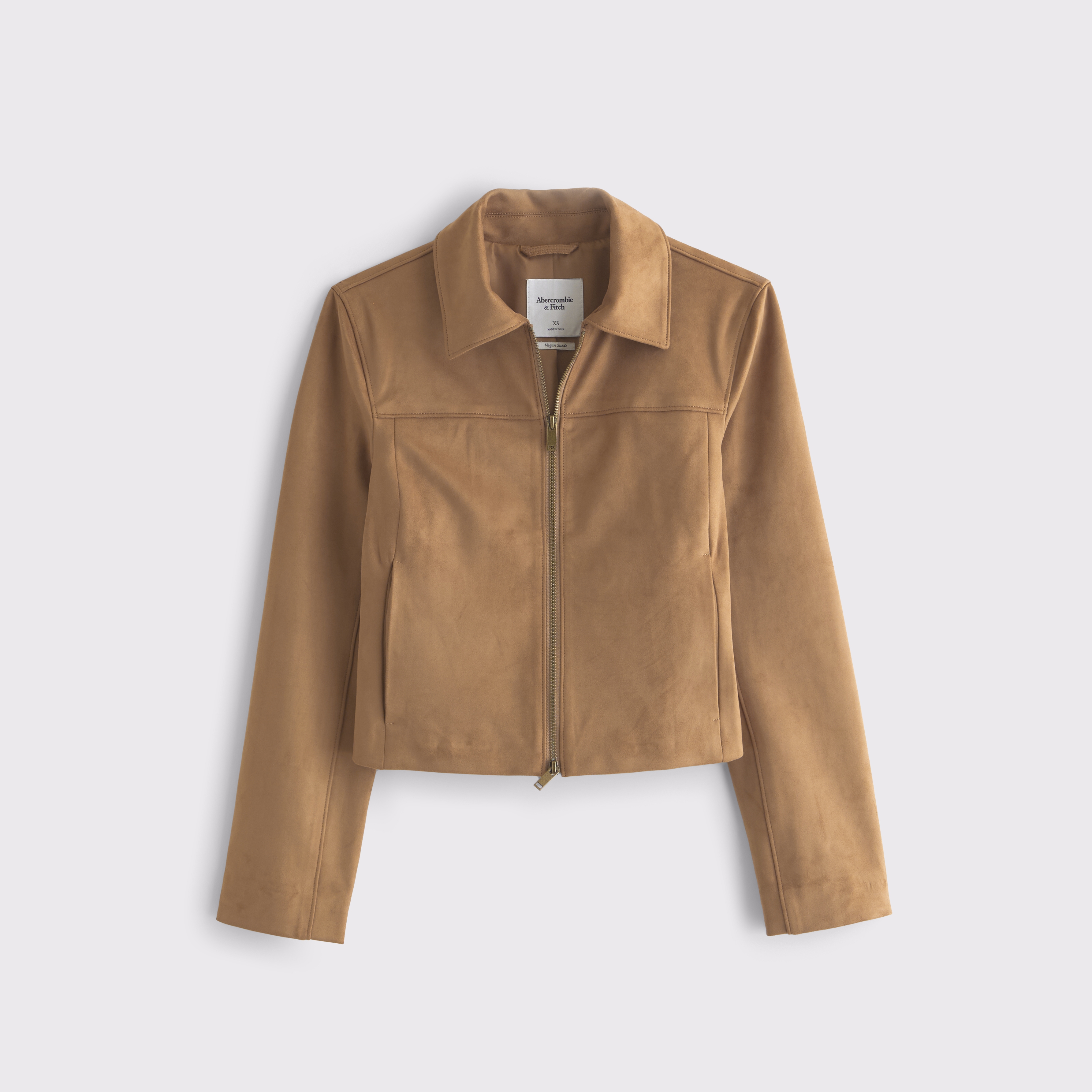 Women's Slim Zip Vegan Suede Jacket | Women's Coats