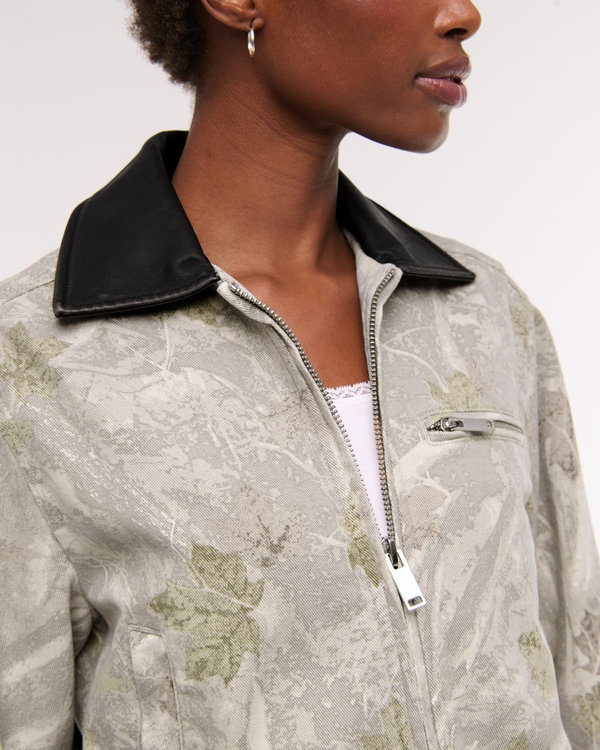 Cropped Twill Trucker Jacket