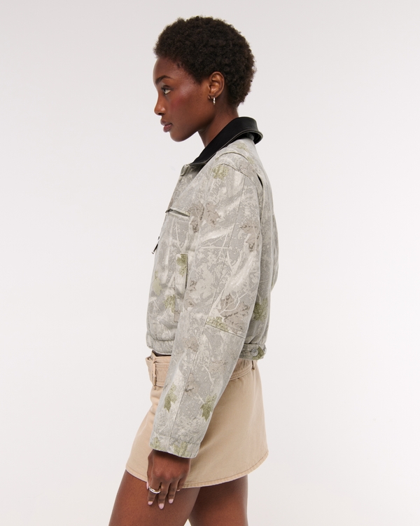 Cropped Twill Trucker Jacket