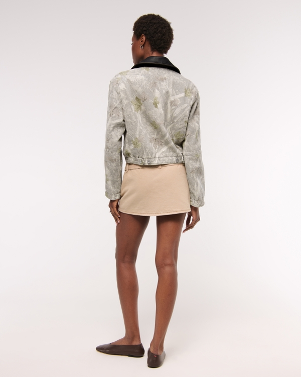 Cropped Twill Trucker Jacket