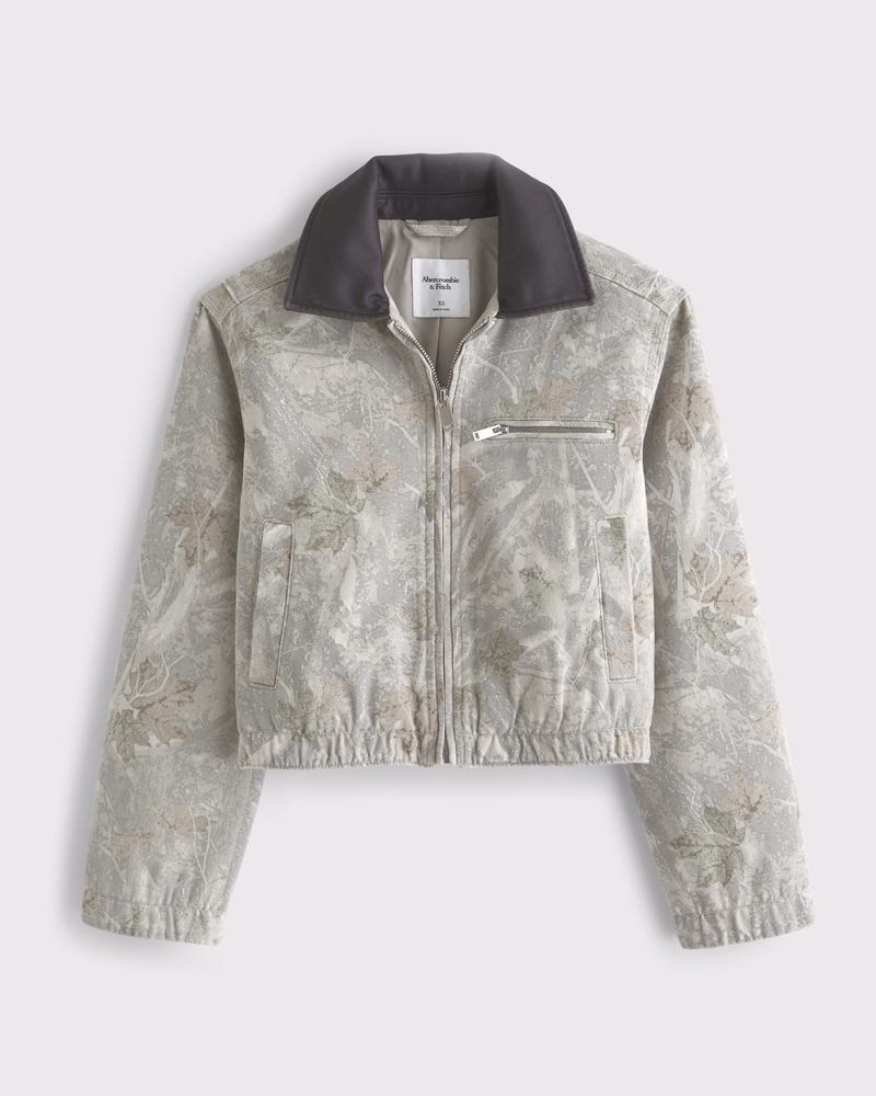 Women's Cropped Twill Trucker Jacket | Women's Coats
