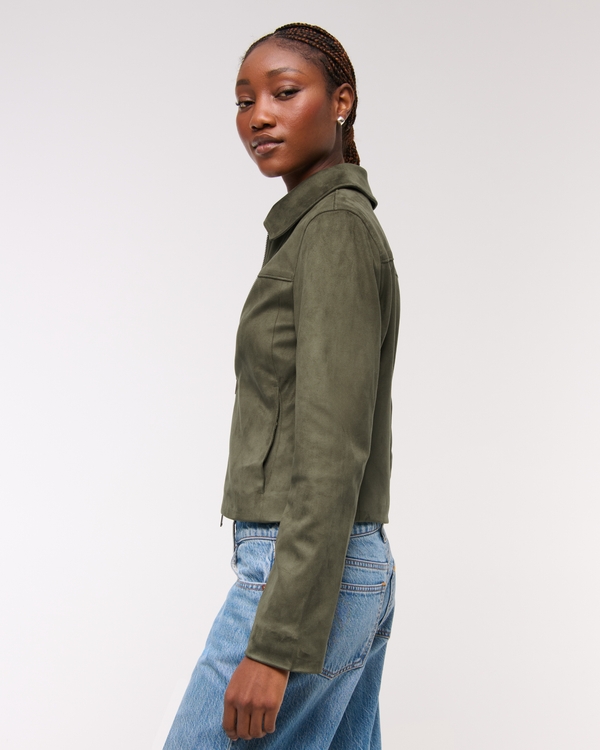 Slim Zip Vegan Suede Jacket