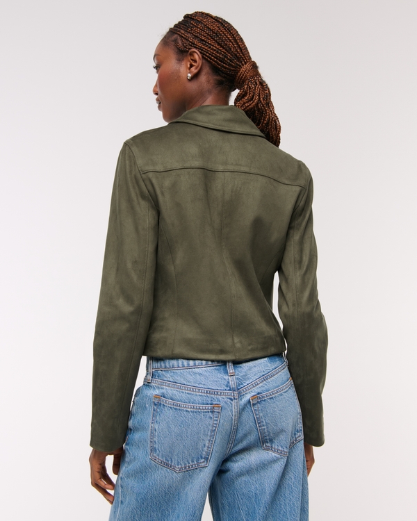 Slim Zip Vegan Suede Jacket