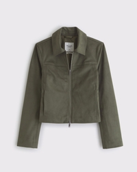 Slim Zip Vegan Suede Jacket