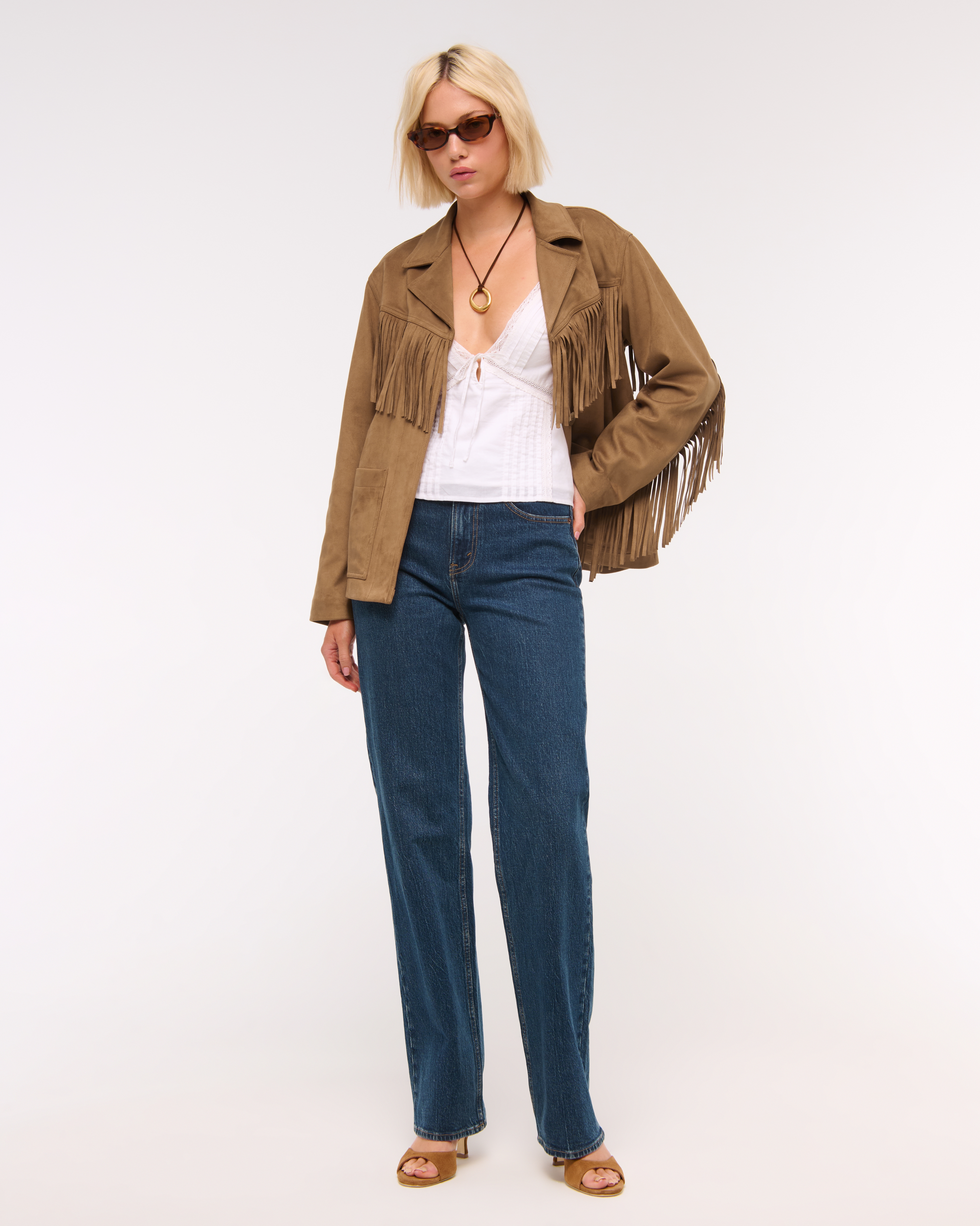 Женские куртки Abercrombie & Fitch Vegan Suede Fringe Jacket — фото 3