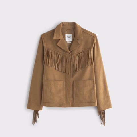 Женские куртки Abercrombie & Fitch Vegan Suede Fringe Jacket