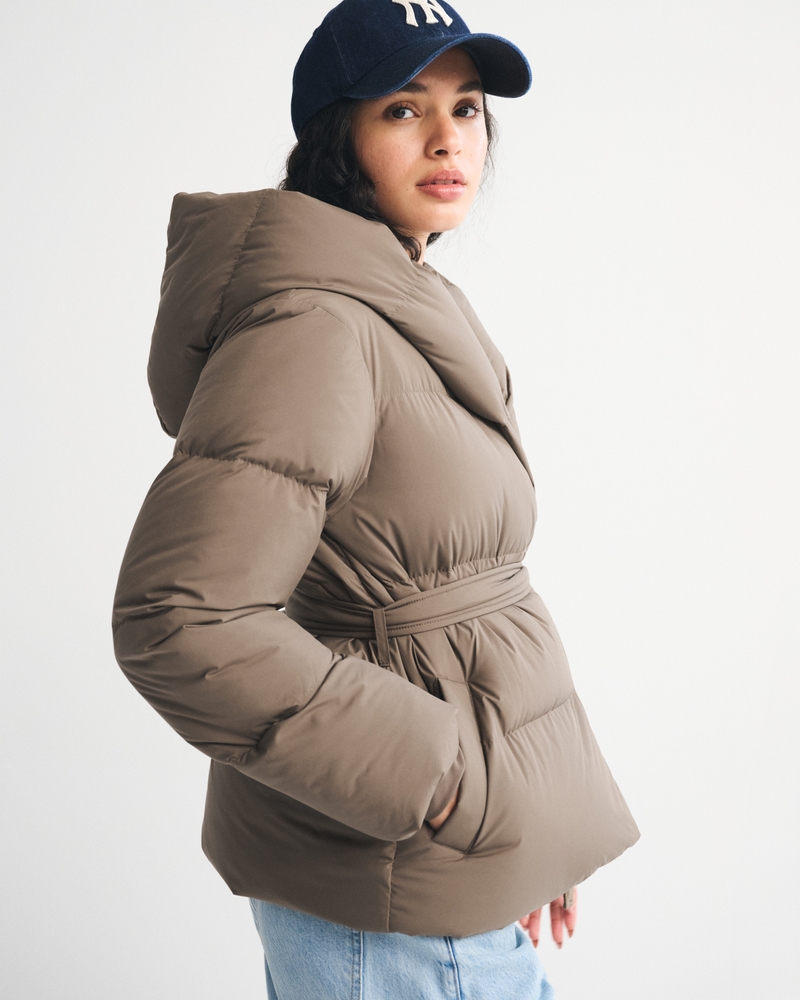 Hooded Duvet Belted Puffer