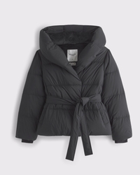 Hooded Duvet Belted Puffer