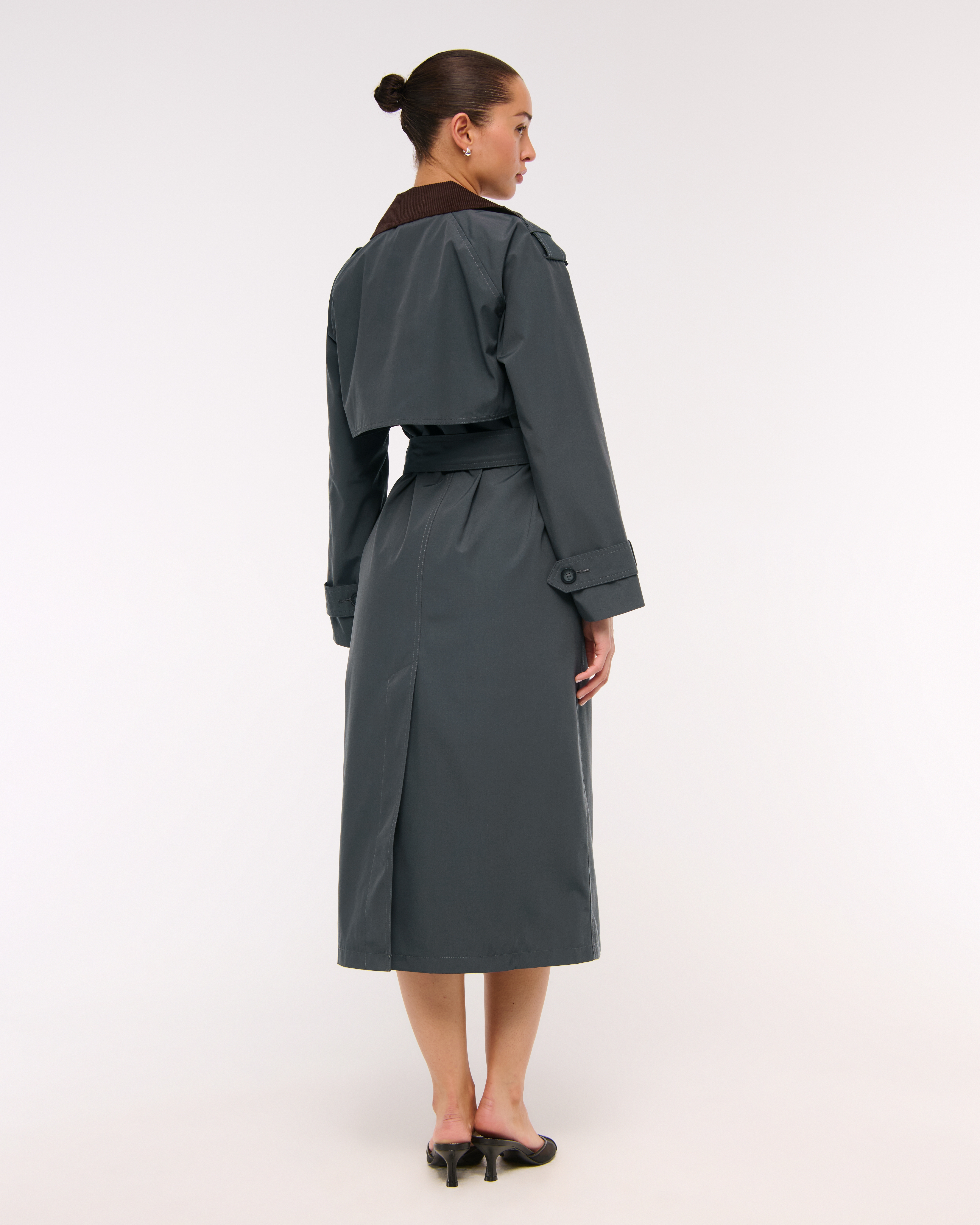 Abercrombie & Fitch Classic Trench Coat In Gray