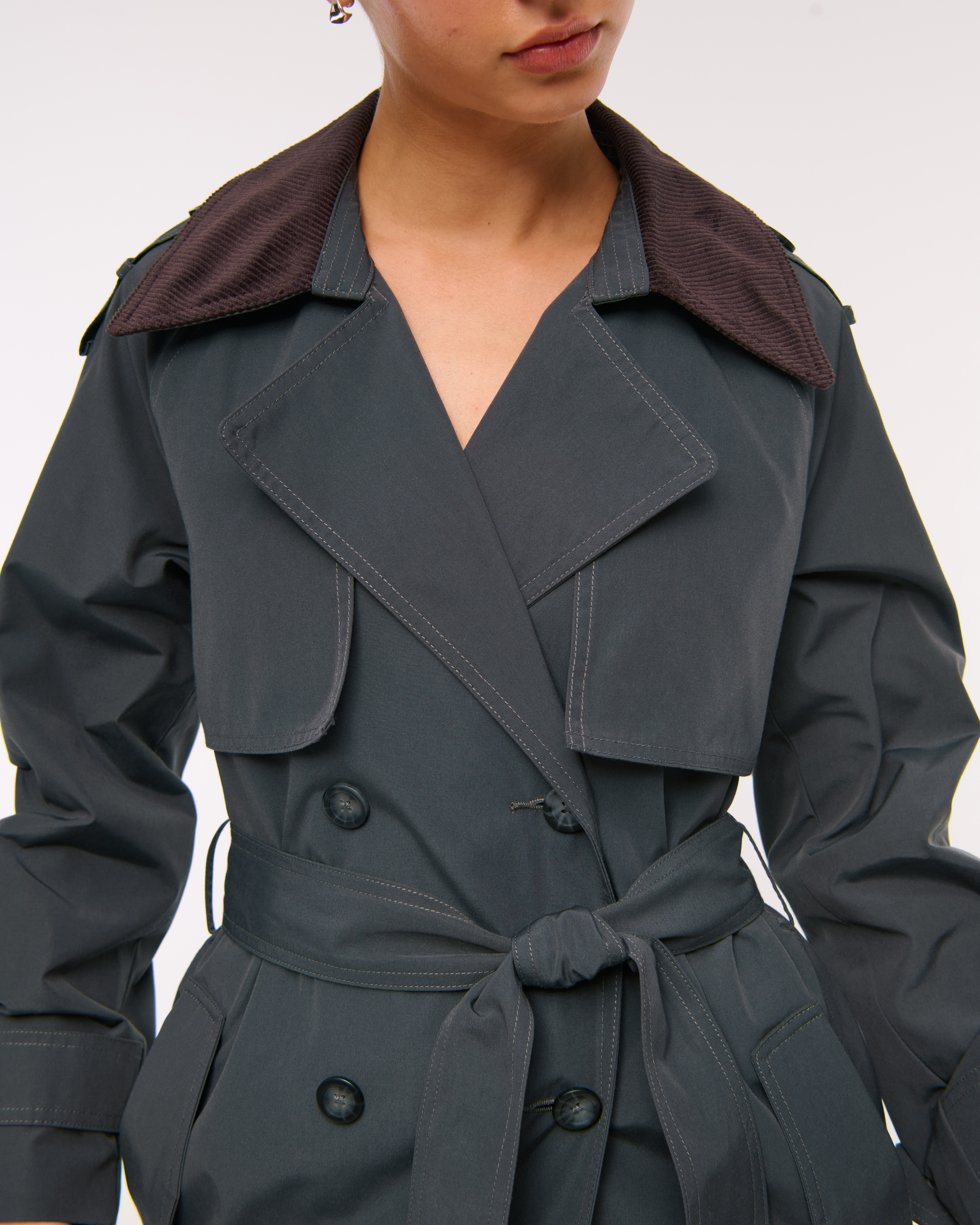 Abercrombie & Fitch Classic Trench Coat In Gray