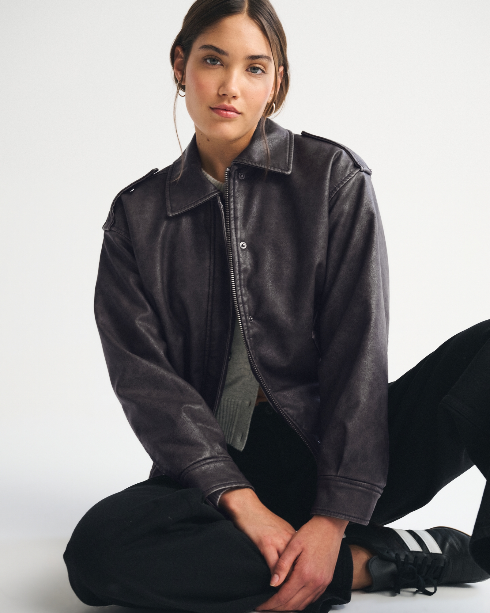 Vegan Leather Bomber Jacket