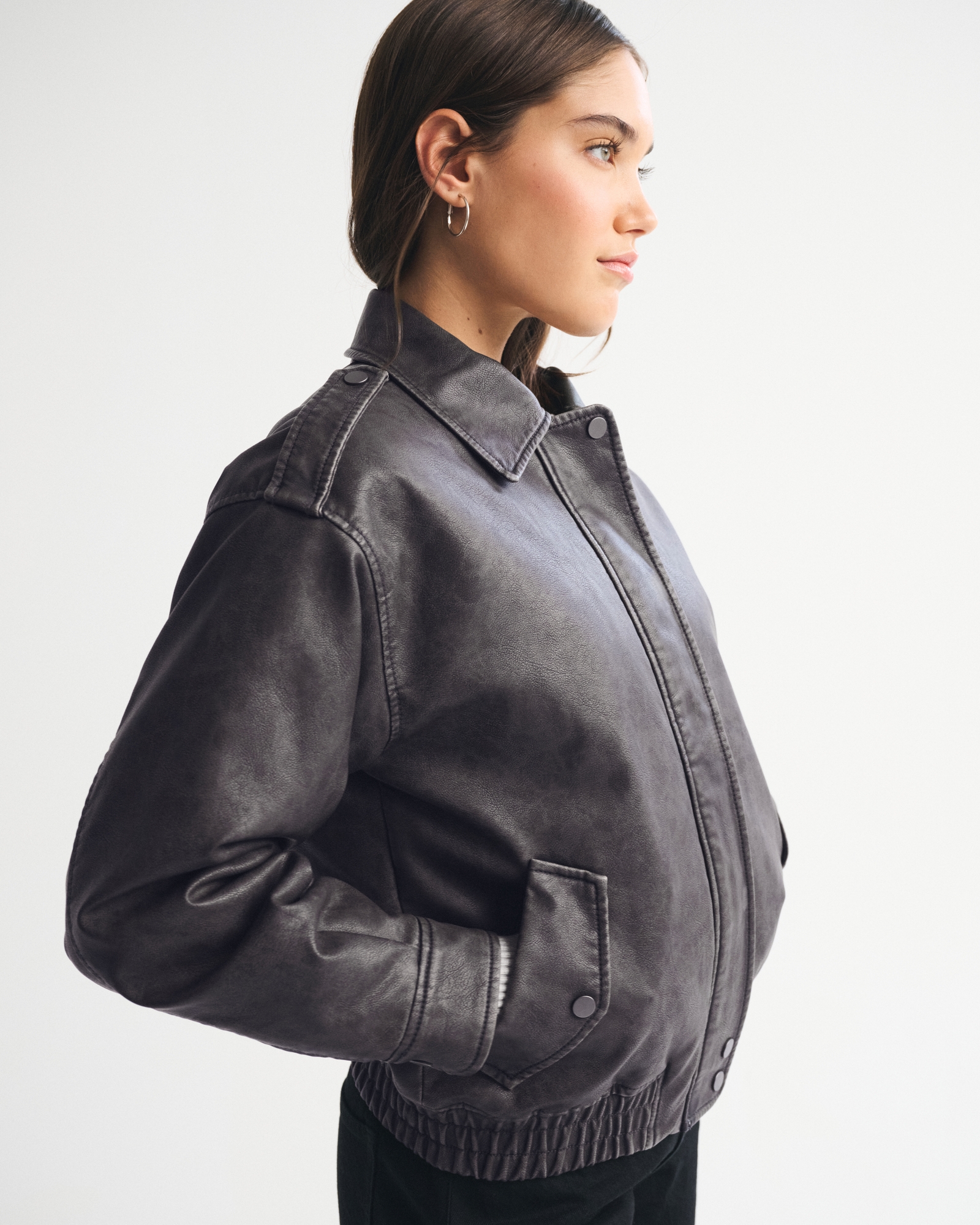 Vegan Leather Bomber Jacket