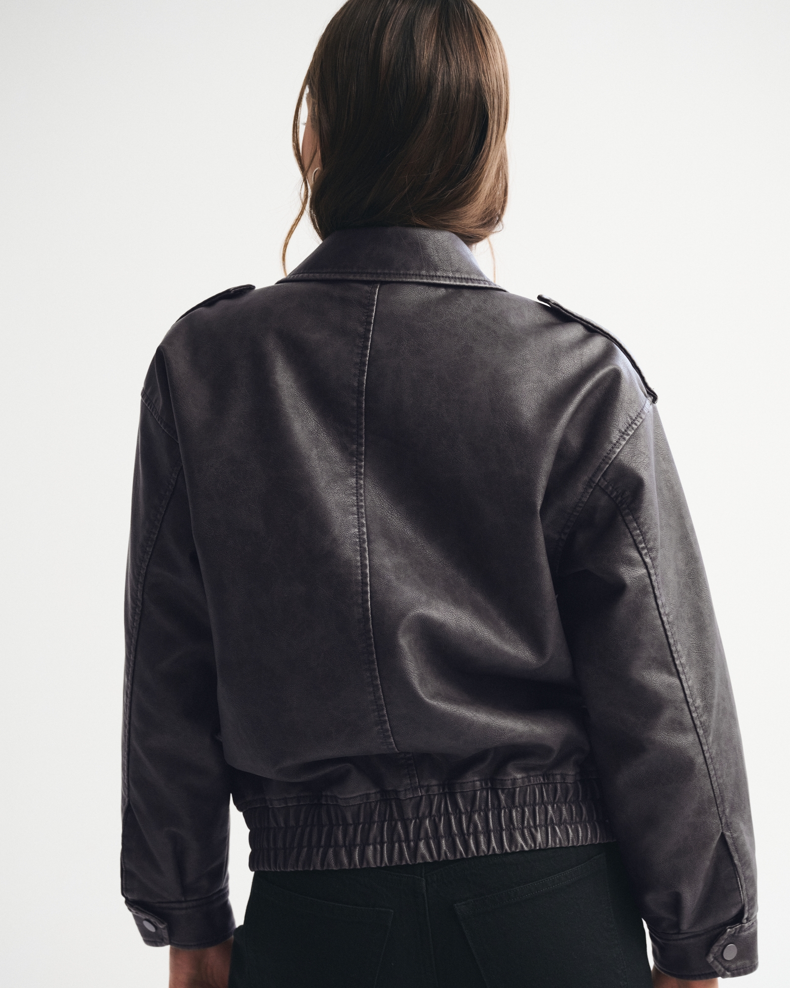 Vegan Leather Bomber Jacket