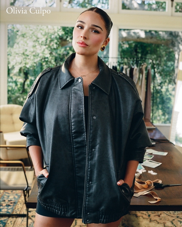 Women's Vegan Leather Bomber Jacket | Women's Clearance
