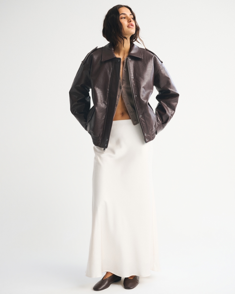Vegan Leather Bomber Jacket