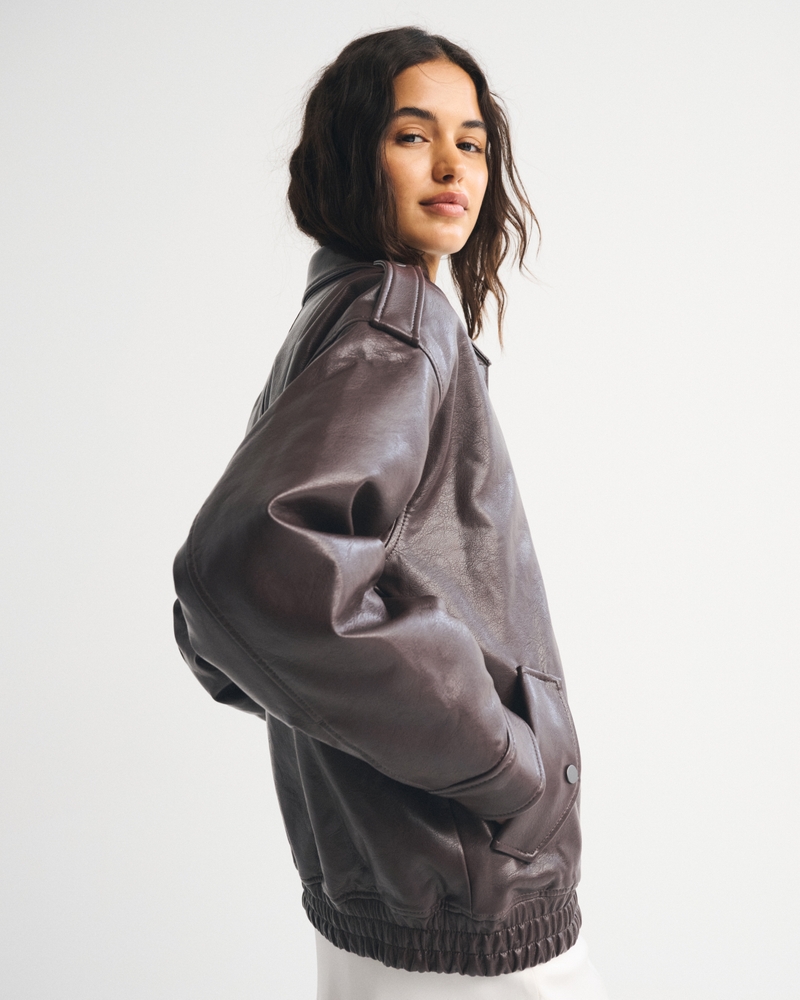 Vegan Leather Bomber Jacket