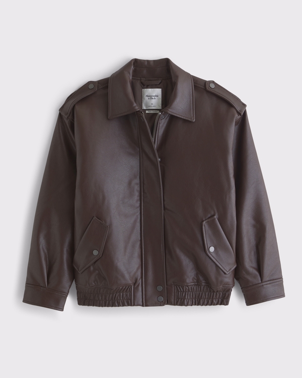 Women's Vegan Leather Bomber Jacket | Women's Coats & Jackets