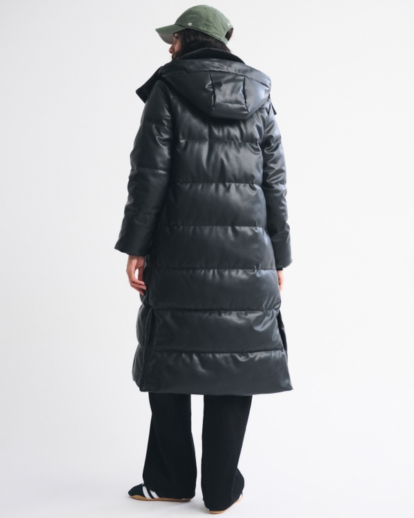 Vegan Leather Long Puffer
