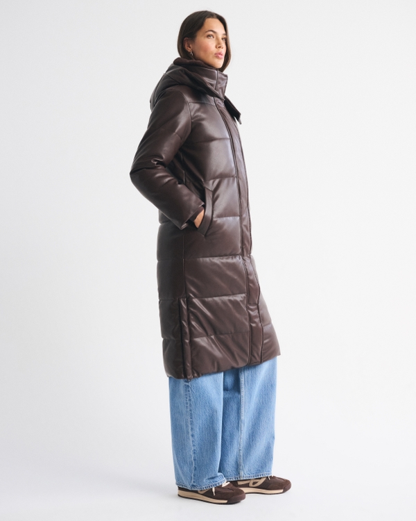 Vegan Leather Long Puffer