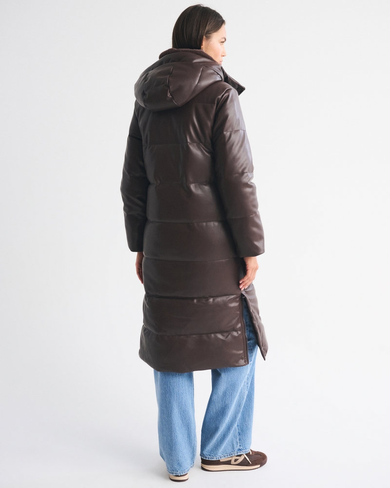 Vegan Leather Long Puffer