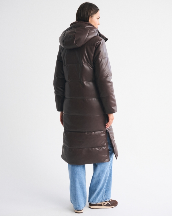 Vegan Leather Long Puffer