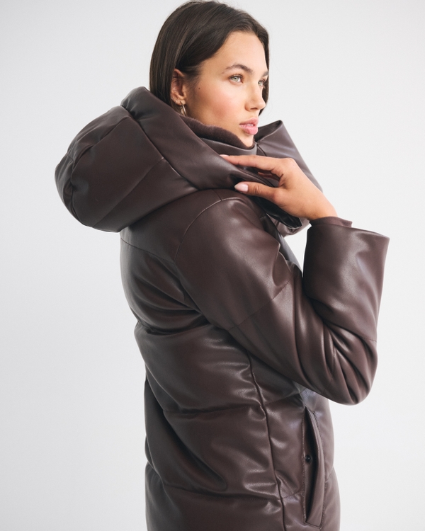 Vegan Leather Long Puffer